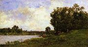 Charles-Francois Daubigny Cattle on the Bank of a River Spain oil painting artist